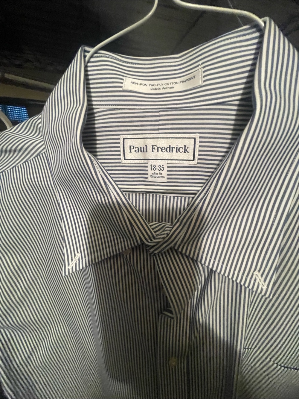 Paul Fredrick Blue and White Pinstripe Dress Shirt